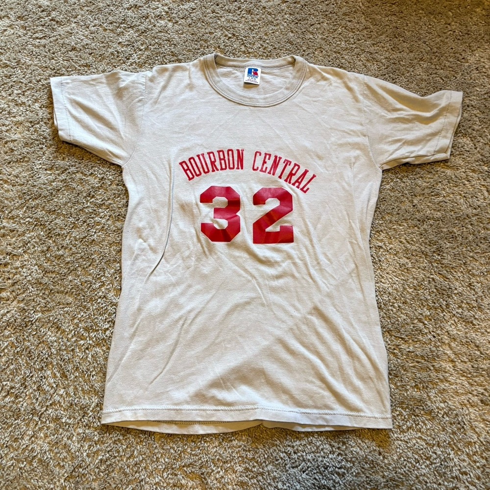 Vintage 80s Russell Athletic Bourbon Central Collegiate Style Shirt Men's Small